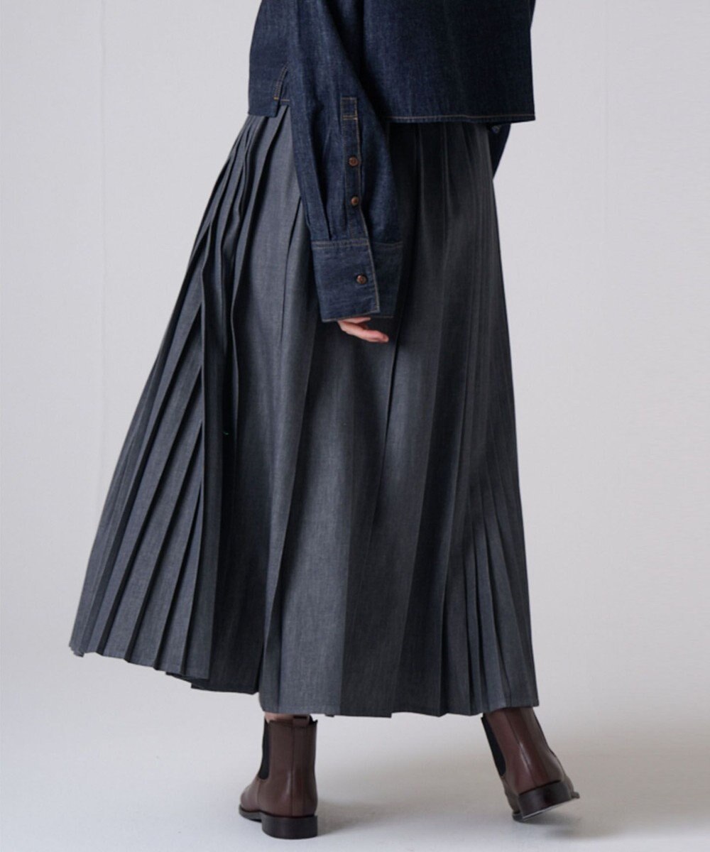 Ripo trenta anni 【ブランド人気】PLEATS RELAX LONG SK プリーツデニムスカート 