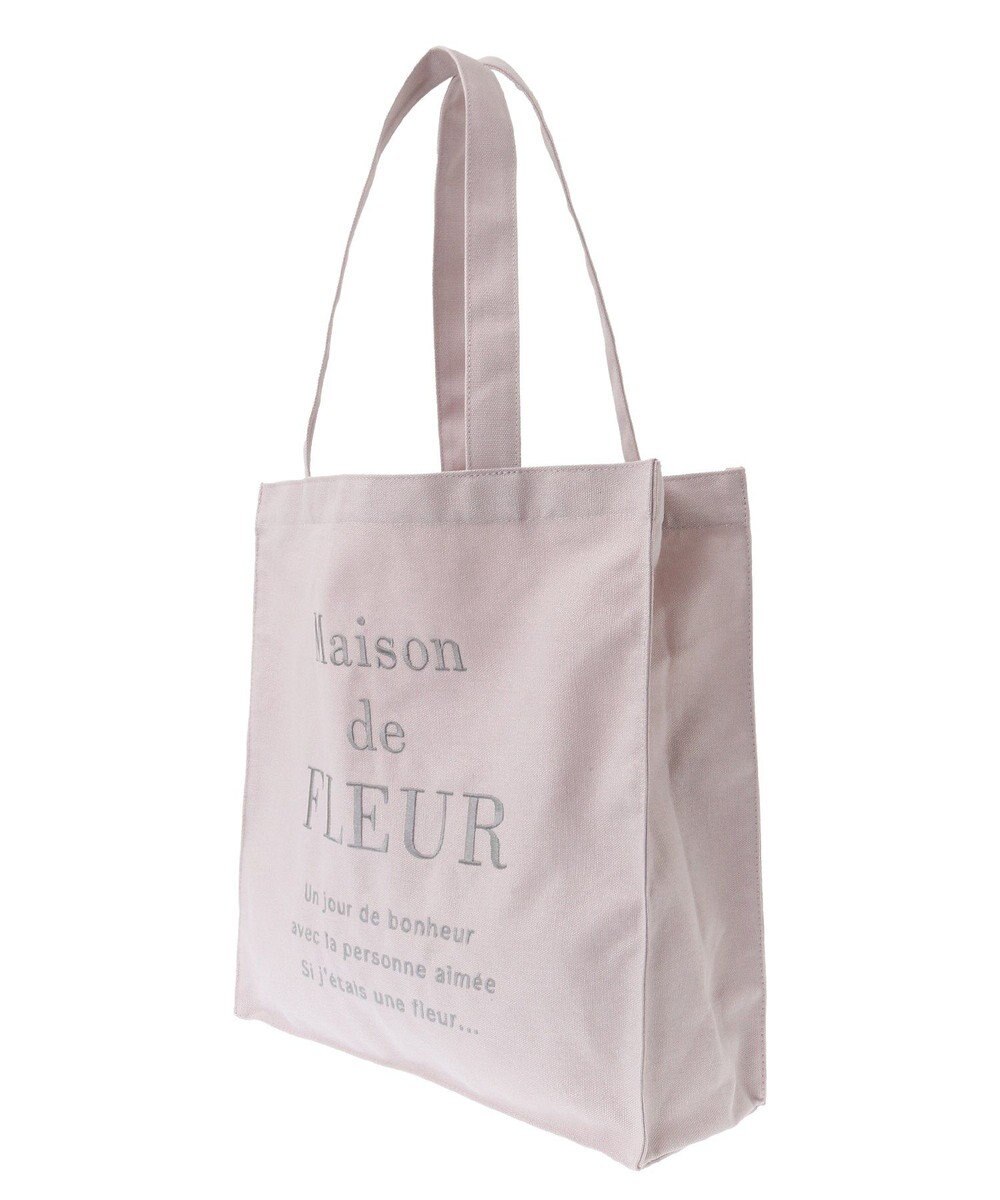 Maison de FLEUR ブランドロゴ刺繍スクエアトートバッグ 