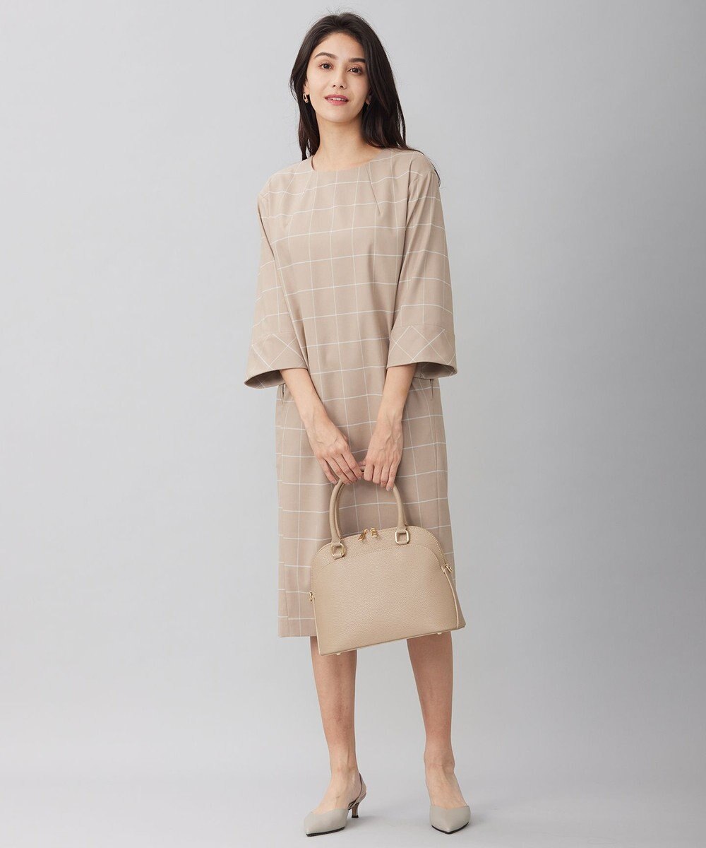 自由区 L 【洗える】ウィンドウペーンチェック ワンピース 