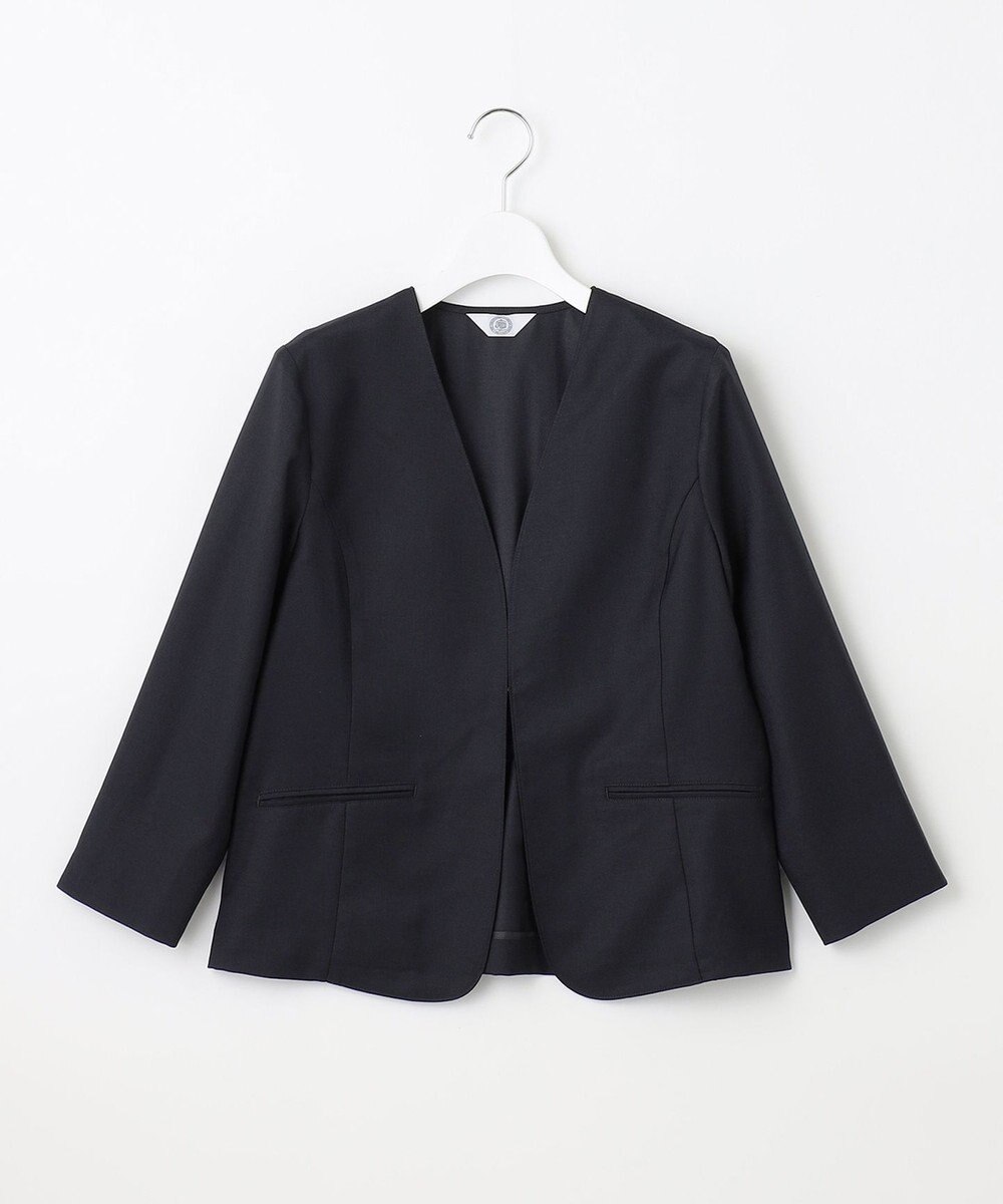 J.PRESS LADIES 【セットアップ対応・洗える・UVケア・速乾】 OXIJEWELストレッチ ノーカラー ジャケット 