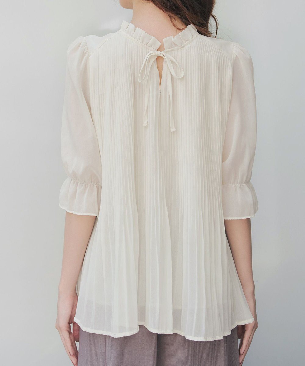 Tiaclasse 【前後2way・洗える】シアープリーツブラウス 