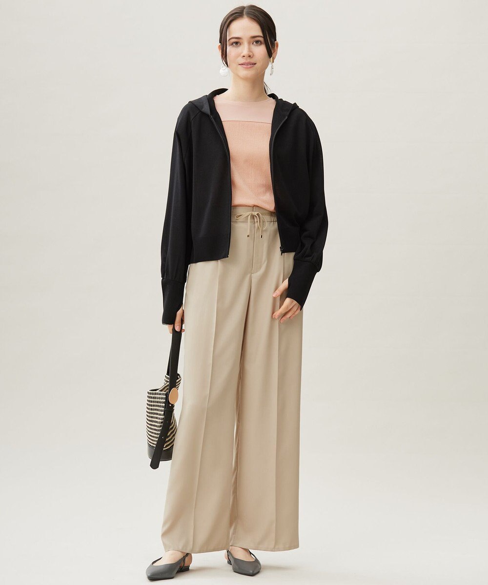 自由区 【カタログ掲載・接触冷感・UVケア・洗える】フルダルスパンマイクロピーチワイドストレート パンツ 