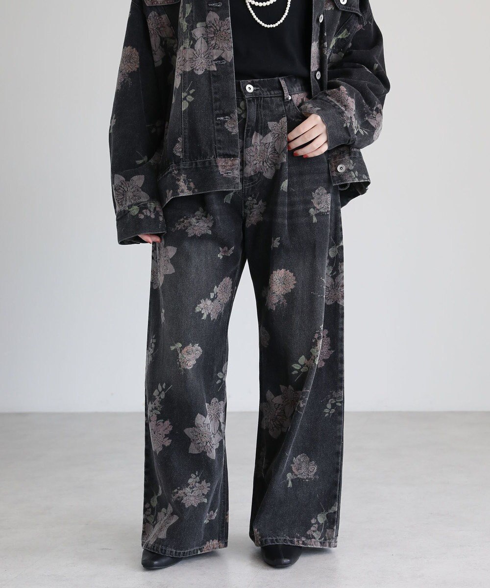 Green Parks ・SUGAR SPOON フラワーptデニムパンツ 