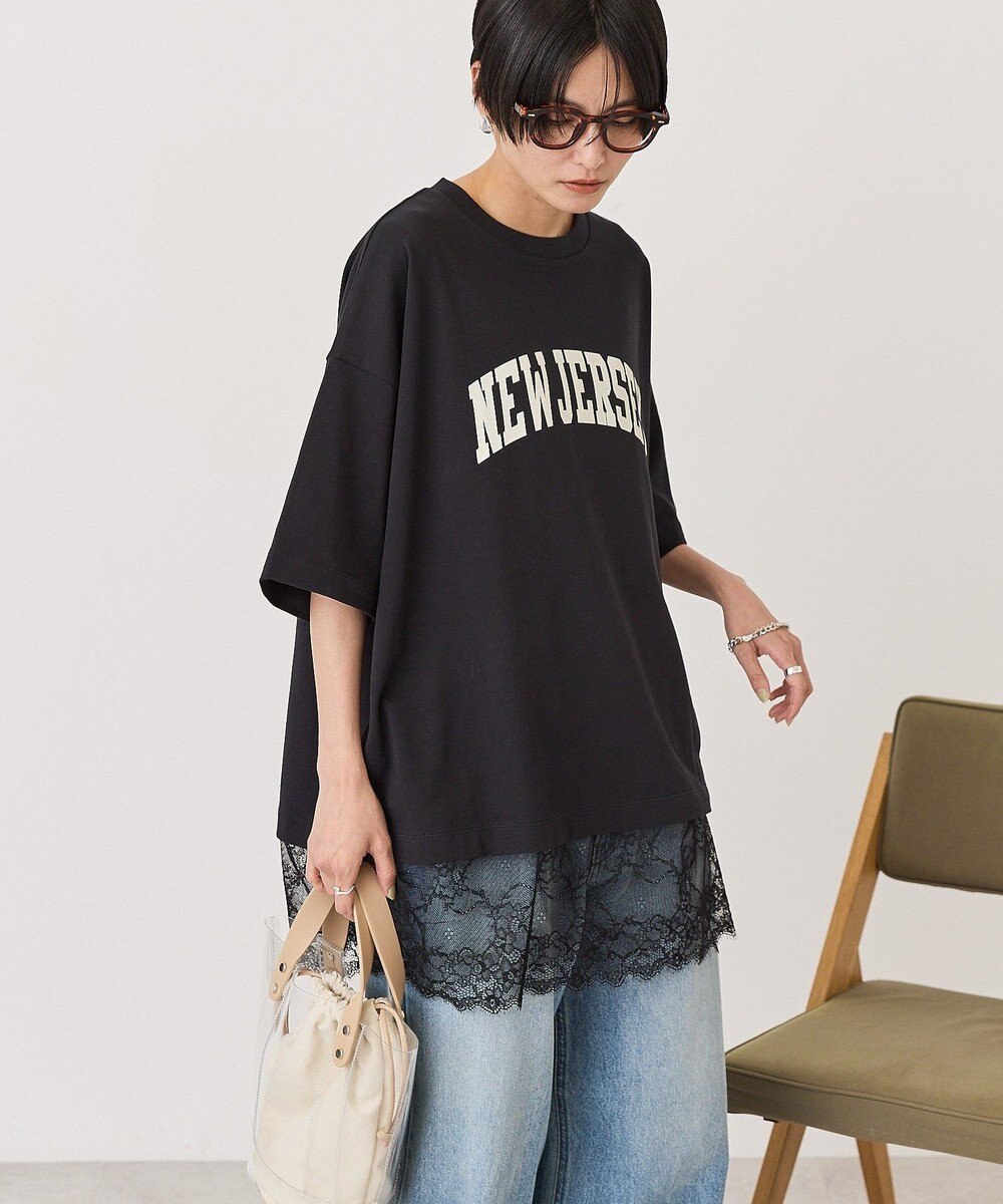 AMERICAN HOLIC カレッジロゴレースドッキングＴシャツ 