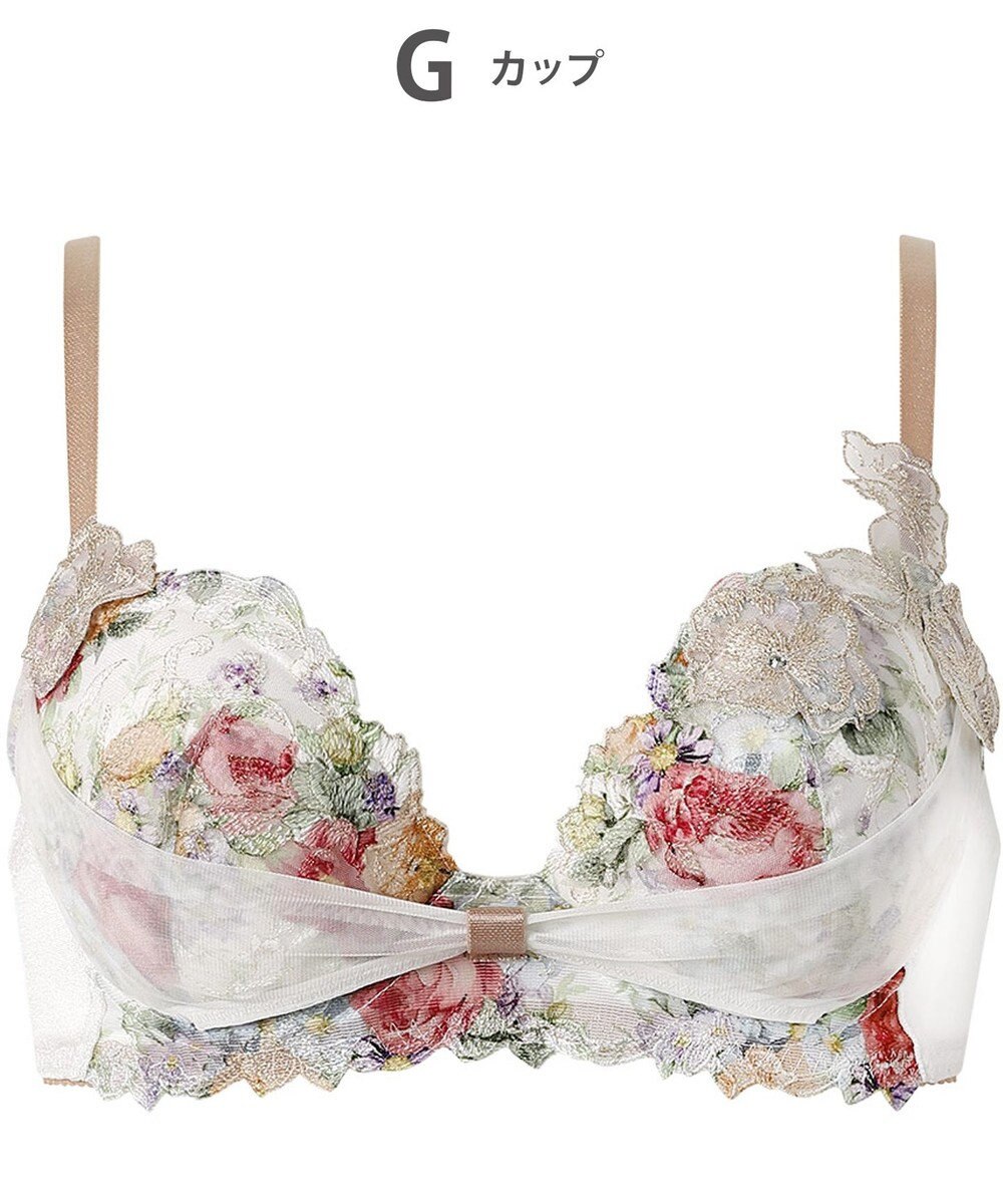 WACOAL ブラジャー 【リボンブラ 胸もとフィットながもち】 きれいな谷間をメイク 動いても谷間をキープ Gカップまで対応 大きいサイズ レディース BXB490 /ワコール 