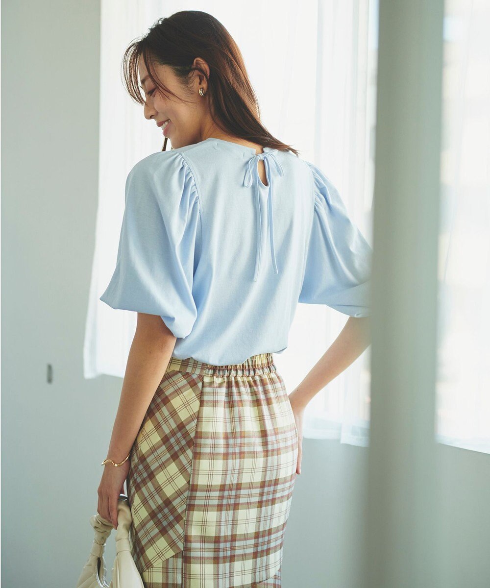 Feroux 【UVケア】バックリボンボリュームスリーブ Tシャツ 