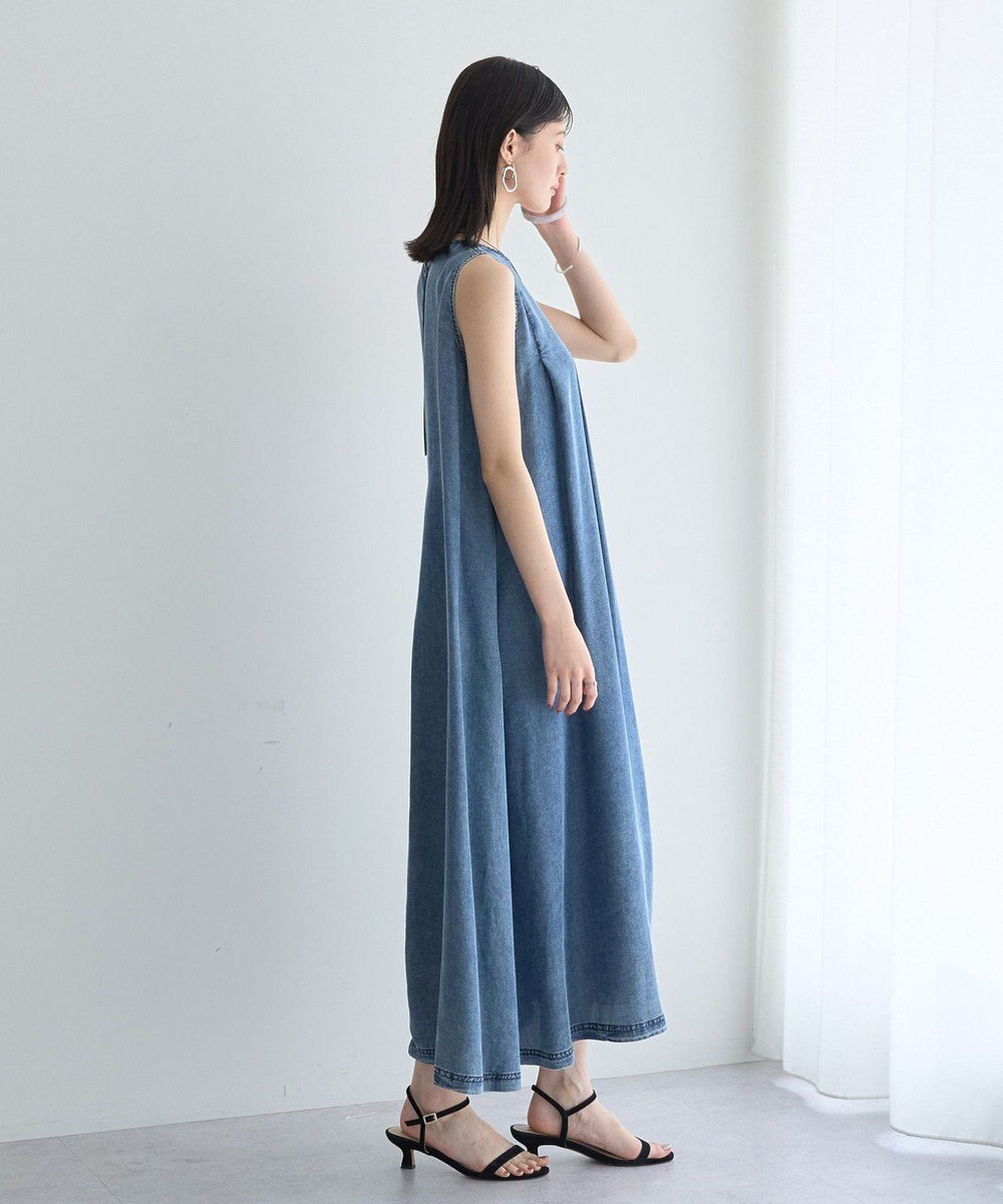 YECCA VECCA バイオ加工ヴィンテージデニムタックワンピース 