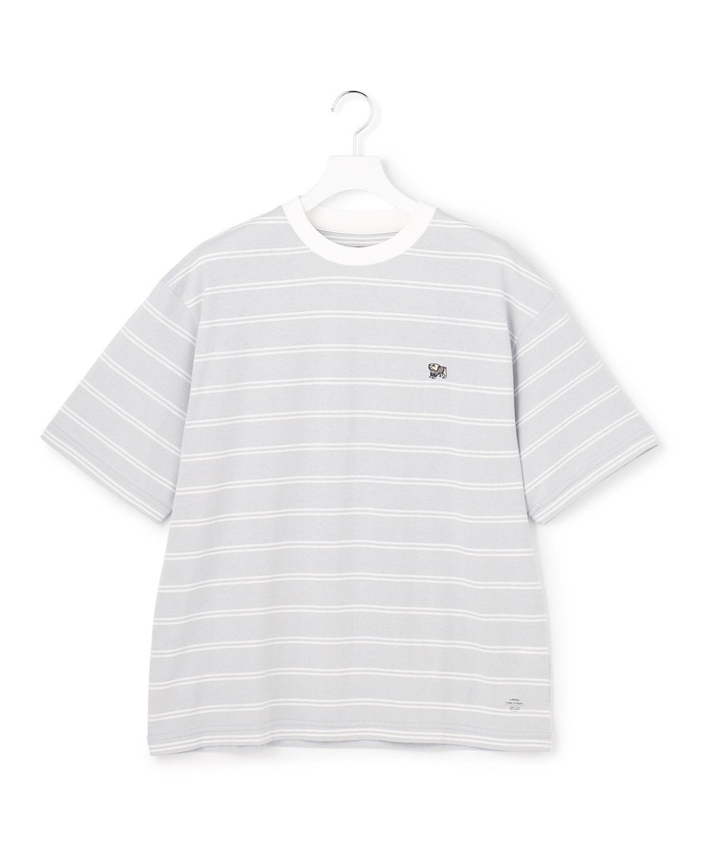 J.PRESS YORK STREET 【UNISEX】ブルドッグワンポイント ボーダー Tシャツ 