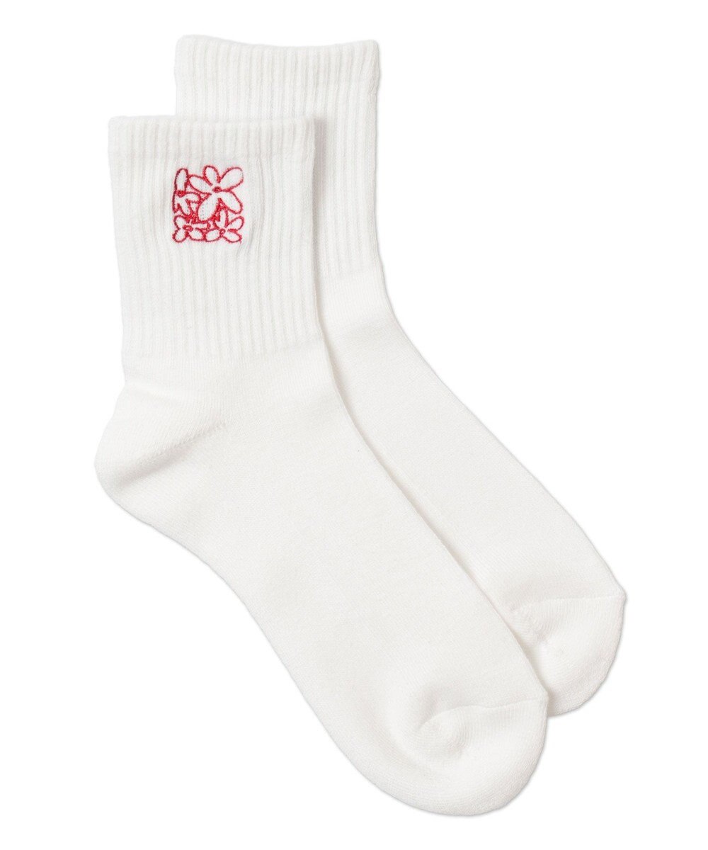 WEGO 底パイル刺繍デザインソックス（丈14㎝） 