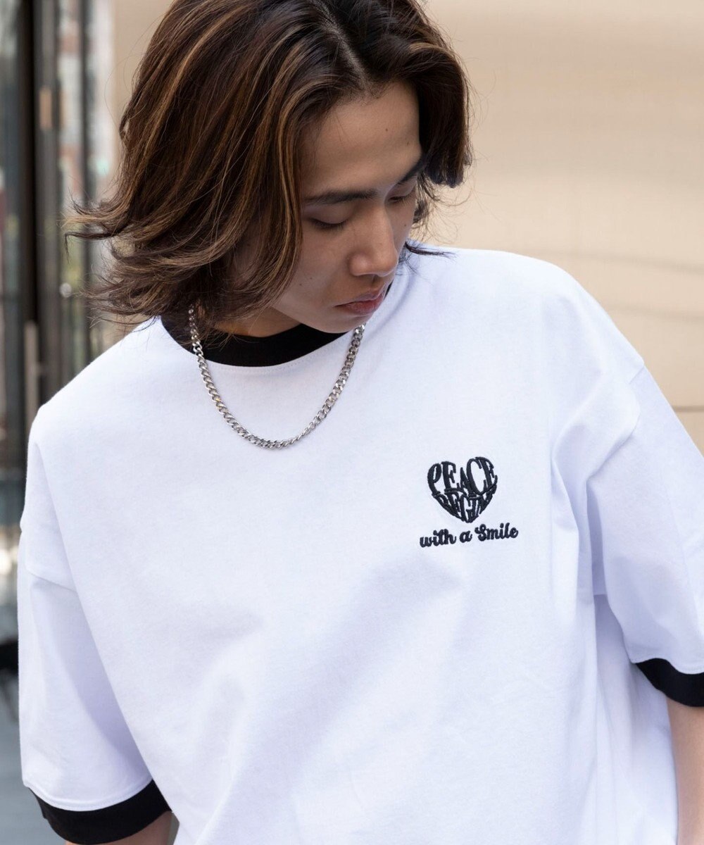 WEGO 【ユニセックス着用ITEM/MLサイズ展開】アクセ付きリンガーグラフィックT（SS） 