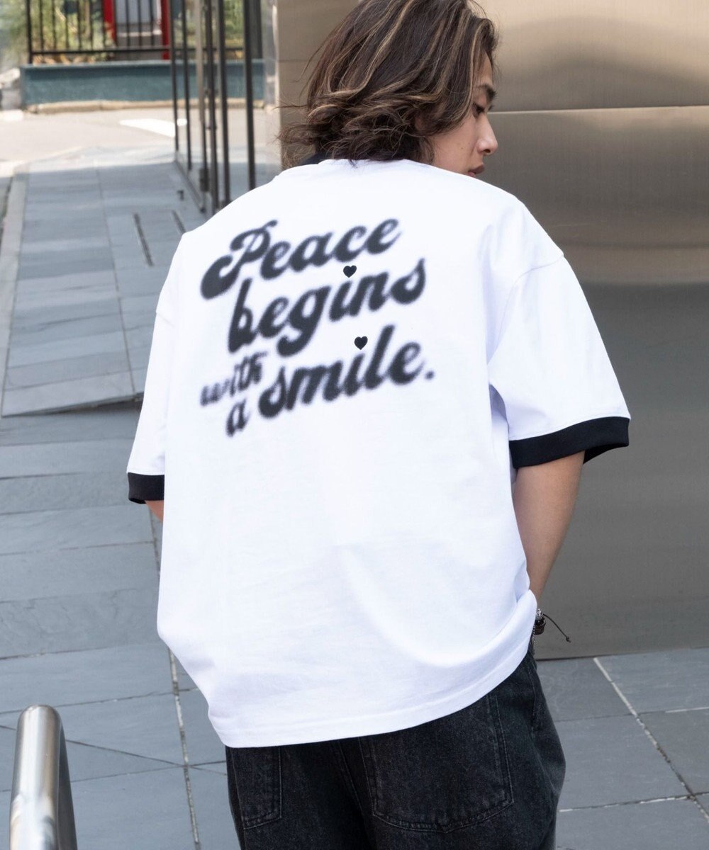 WEGO 【ユニセックス着用ITEM/MLサイズ展開】アクセ付きリンガーグラフィックT（SS） 