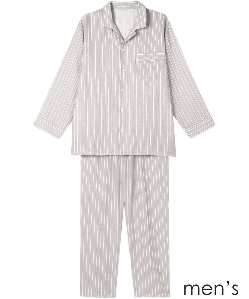 ワコール／睡眠科学 メンズ パジャマ 長袖 長ズボン 綿100%(本体) 二重ガーゼ 通気性 上下セット 前開き レディースパジャマあり(YDX570) YGX571 睡眠科学／ワコール 