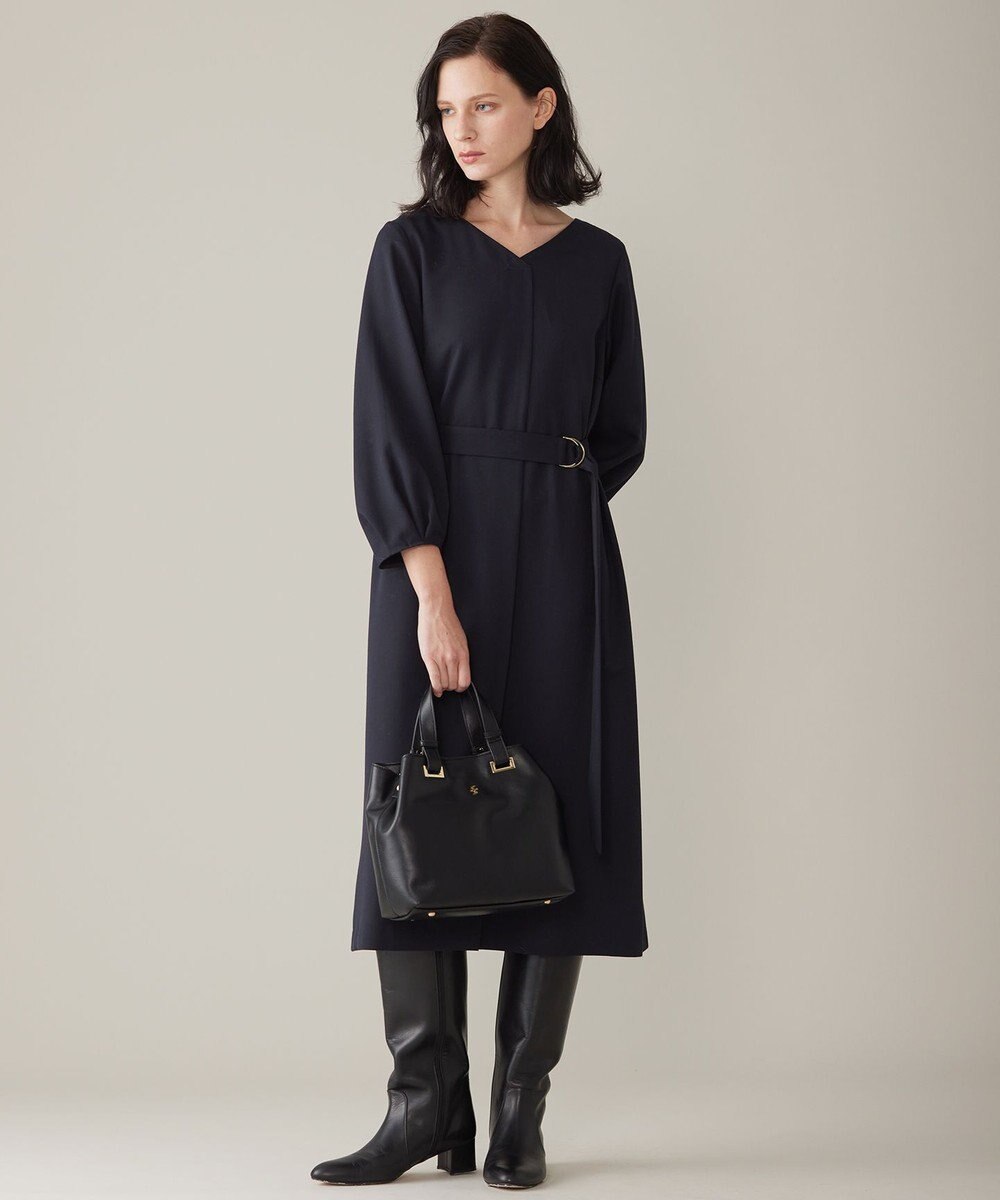 自由区 S 【洗える】ウールミックスストレッチツイル ワンピース 