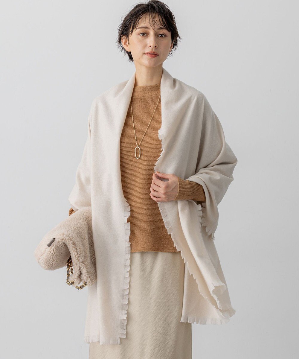 23区 ピュアカシミヤ フリンジ ストール 