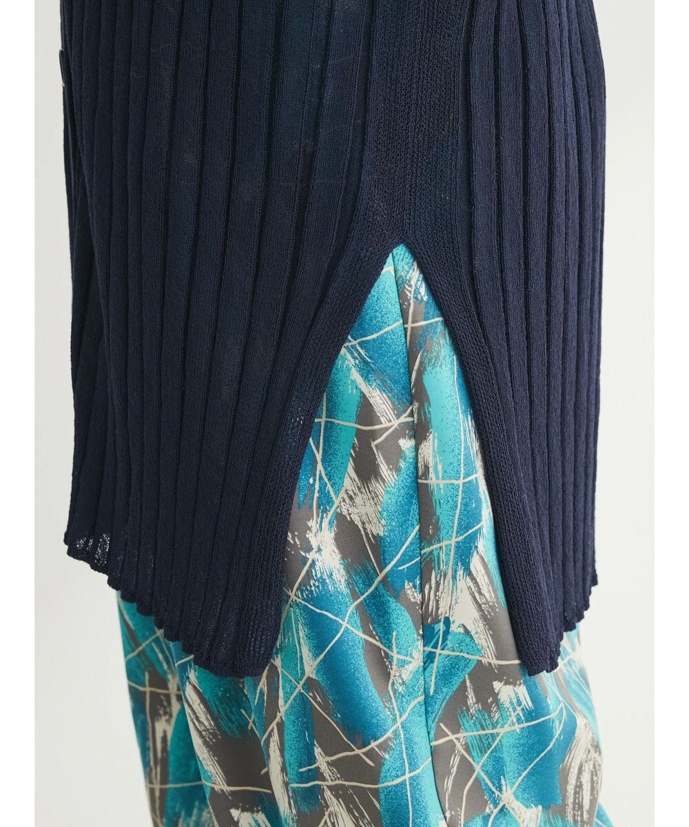 Green Parks 推しニット　リブ編みミドル丈カーディガン 