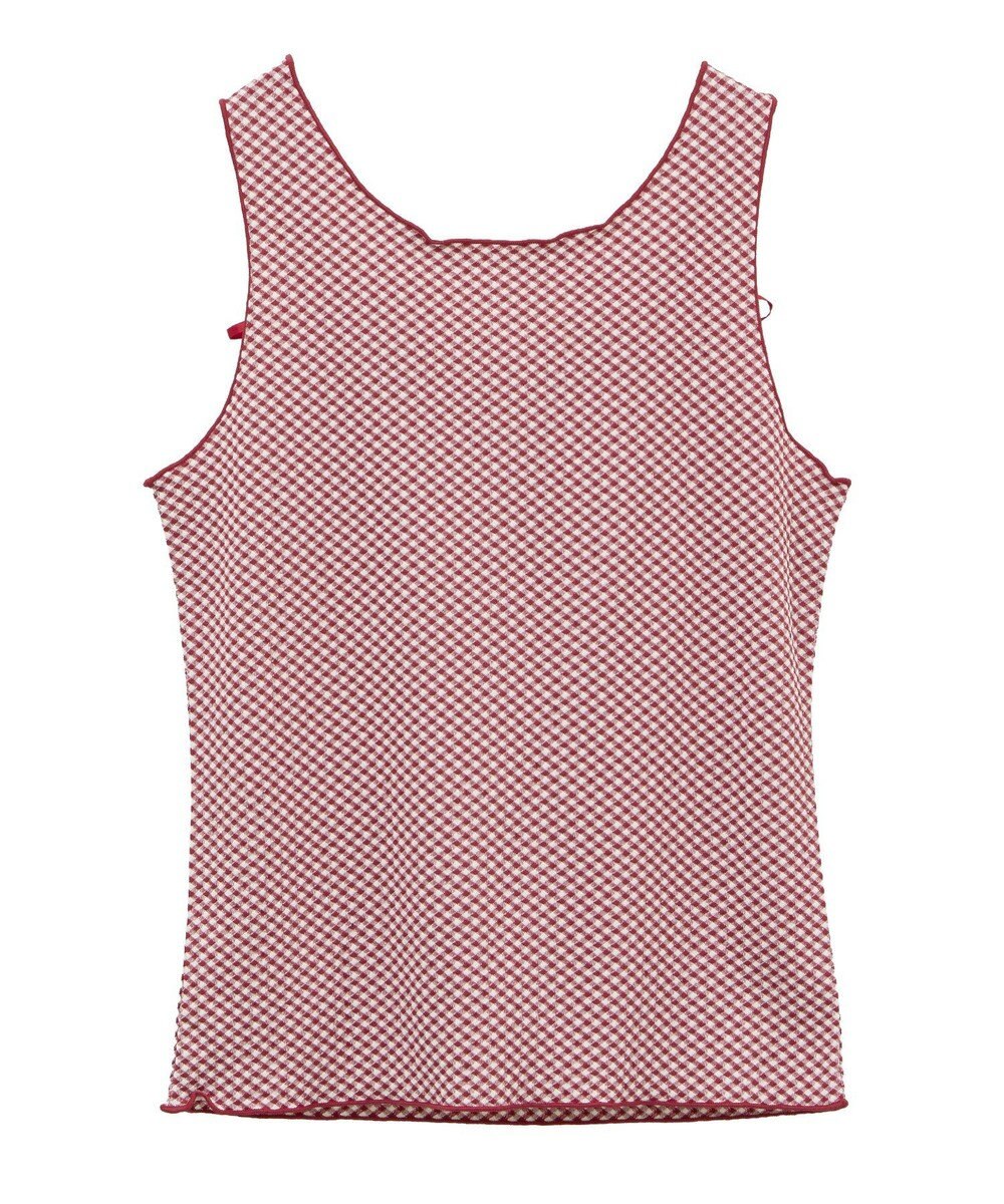 earth music&ecology ＳＥＴ２点ギンガムメロ－カーデ＋リボンタンク 