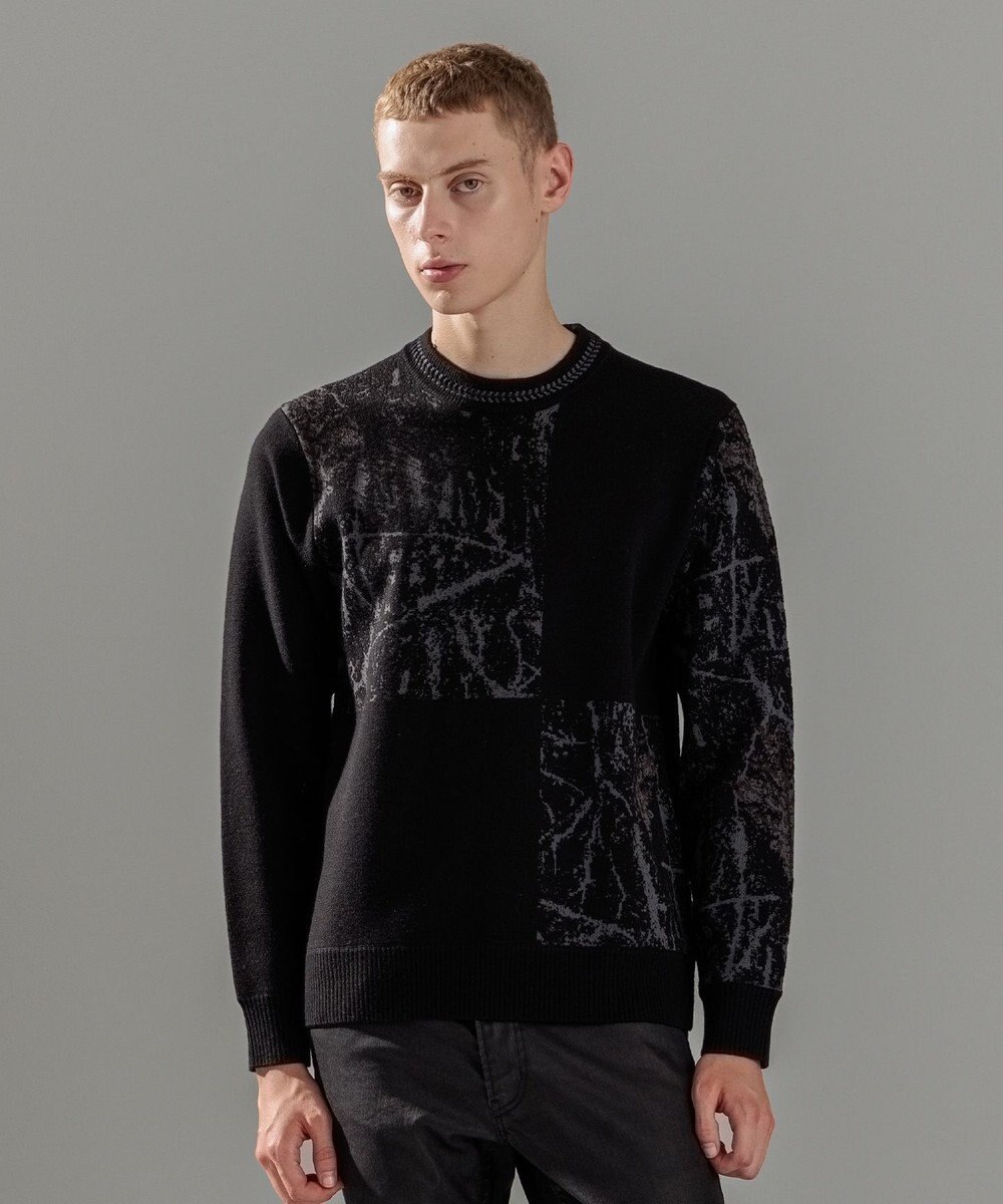 JOSEPH HOMME フォレストジャガードブロック　クルーネックニット 