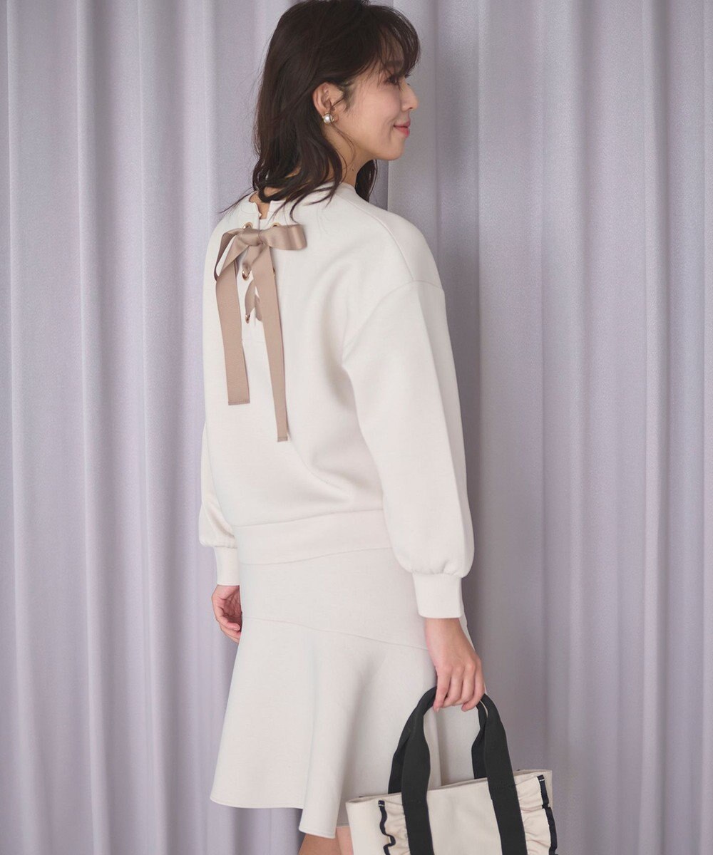 Feroux 【洗える・セットアイテム】バックリボンダンボール セットアップ 