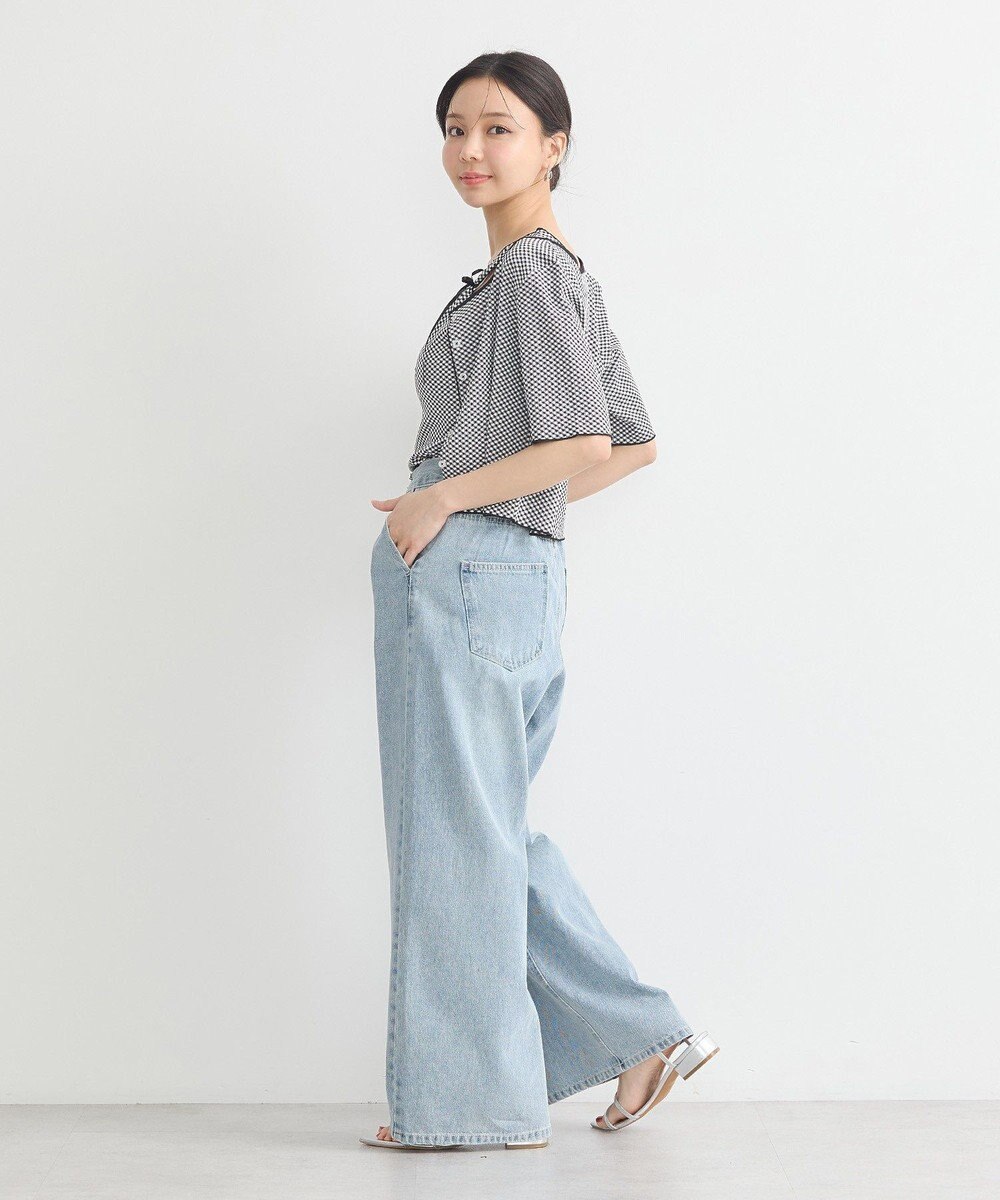 earth music&ecology ＳＥＴ２点ギンガムメロ－カーデ＋リボンタンク 