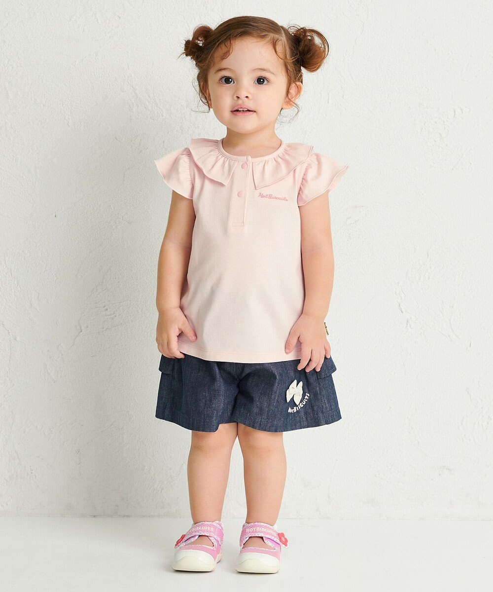 MIKI HOUSE HOT BISCUITS 【70-110cm】 天竺素材 フリル 半袖Tシャツ 