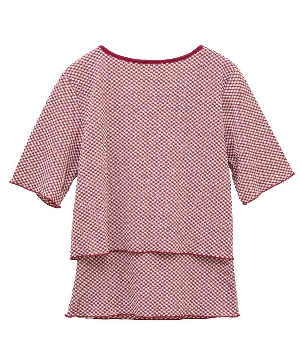 earth music&ecology ＳＥＴ２点ギンガムメロ－カーデ＋リボンタンク 