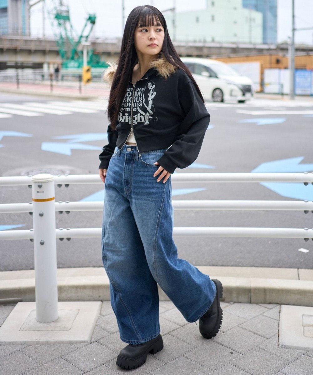 WEGO 【ユニセックス着用ITEM/SMLサイズ展開】カバーフィットバルーンデニムパンツ 