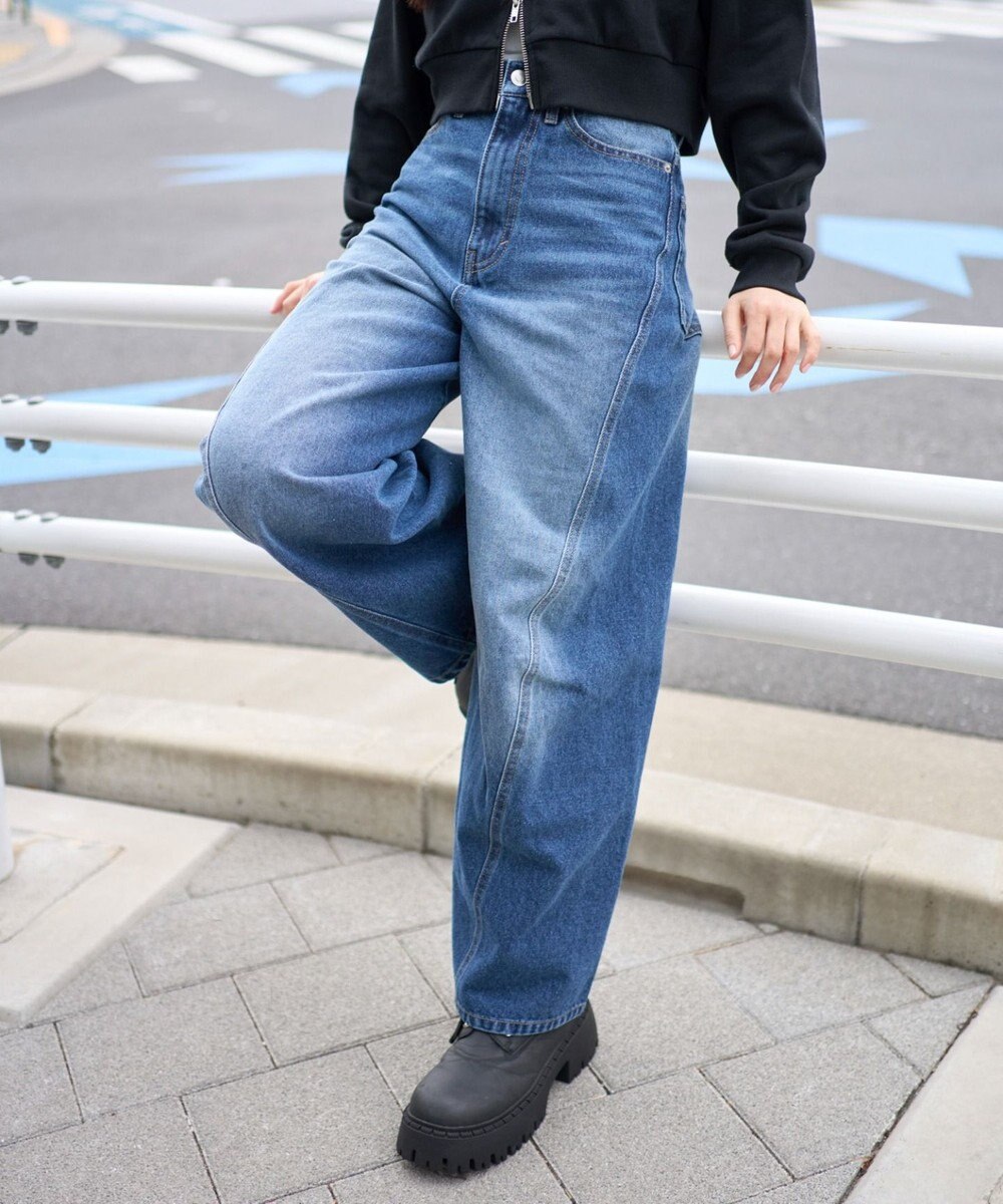 WEGO 【ユニセックス着用ITEM/SMLサイズ展開】カバーフィットバルーンデニムパンツ 