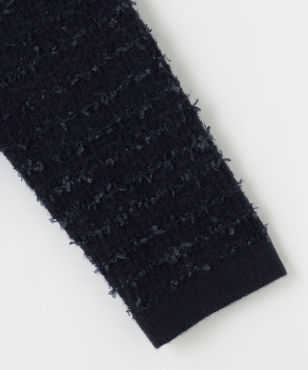 ANY SIS L 【洗える】ノーカラーツイードニット カーディガン 