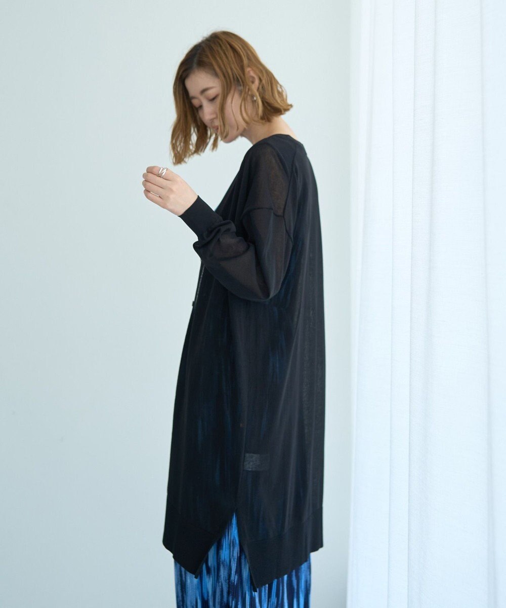 YECCA VECCA シアーニットロング丈カーディガン 