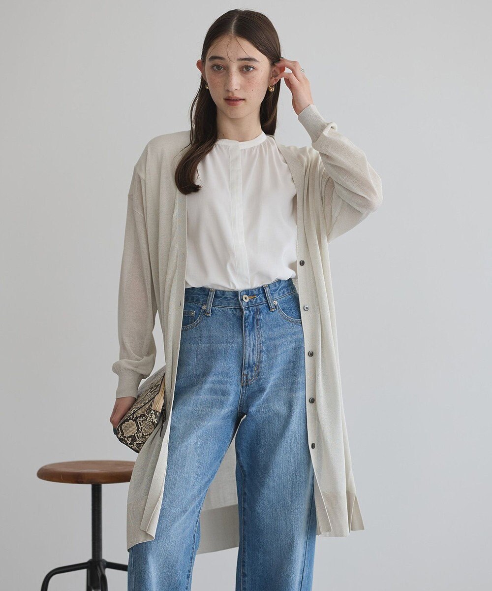 YECCA VECCA シアーニットロング丈カーディガン 