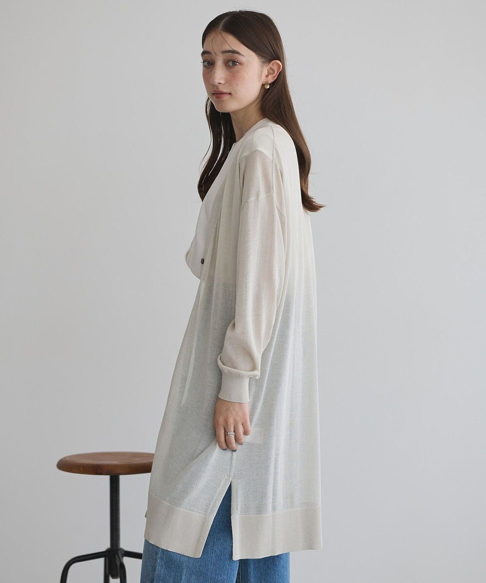 YECCA VECCA シアーニットロング丈カーディガン 