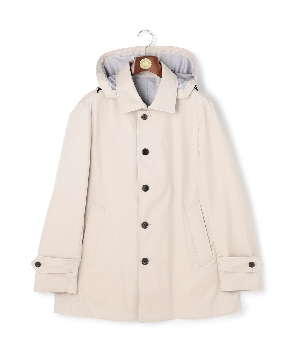 J.PRESS MEN 【オンオフ兼用 / ストレッチ / 撥水 / 洗える】トリコット3レイヤーバルマカンショートコート / フードデタッチャブル 