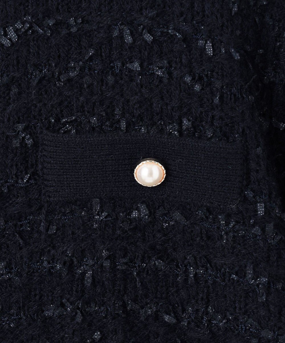 ANY SIS S 【洗える】ノーカラーツイードニット カーディガン 