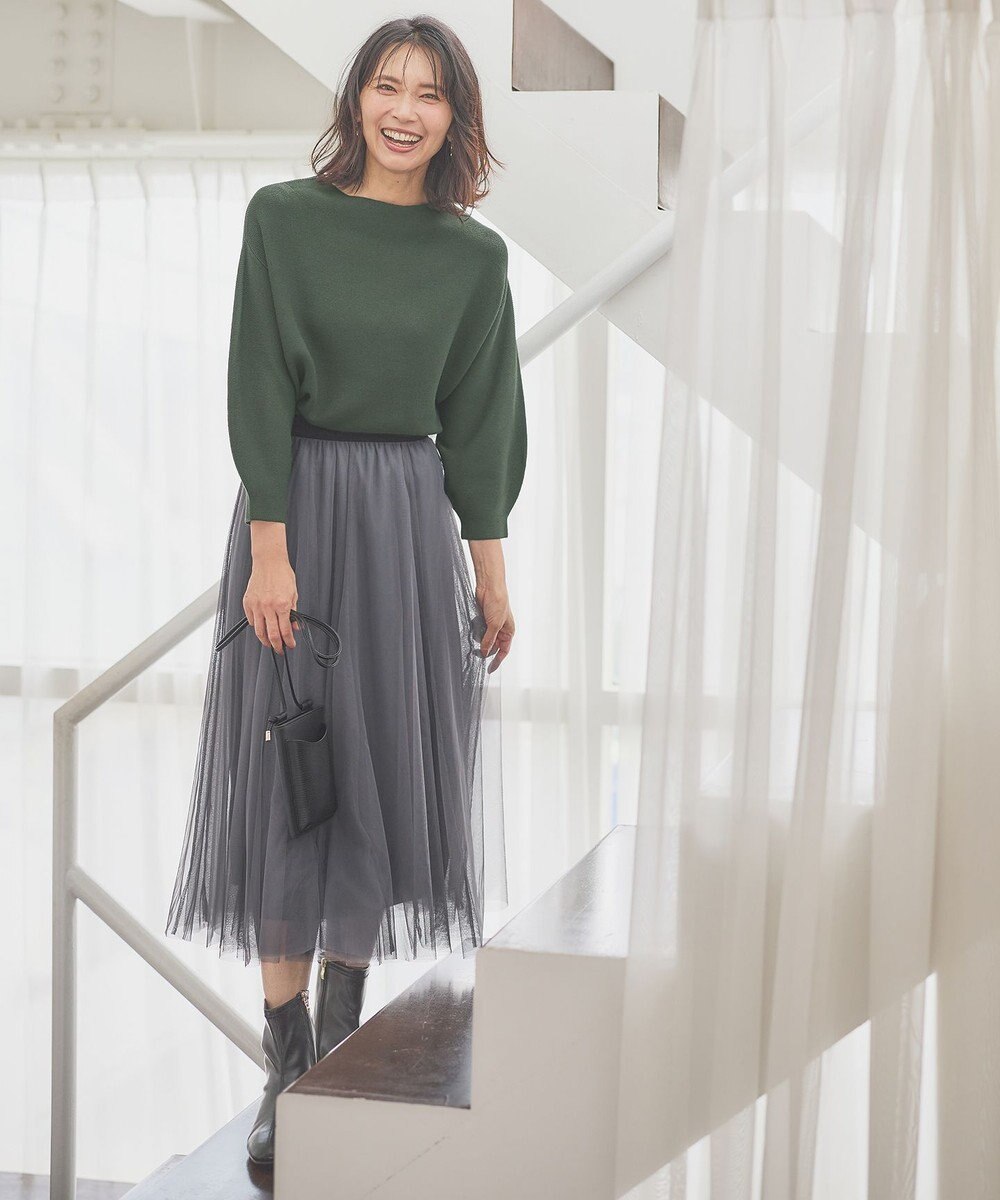 ANY 【洗濯機可】パフスリーブガーターニット 