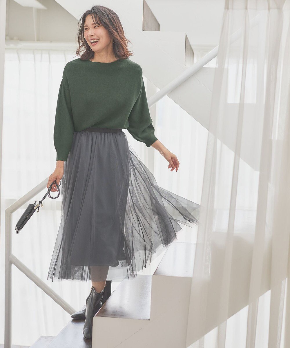 ANY 【洗濯機可】パフスリーブガーターニット 