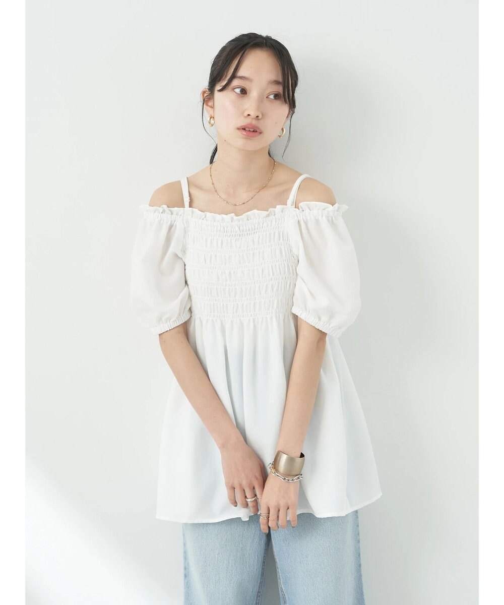 earth music&ecology ２ｗａｙショルダーシャーリングチュニック 