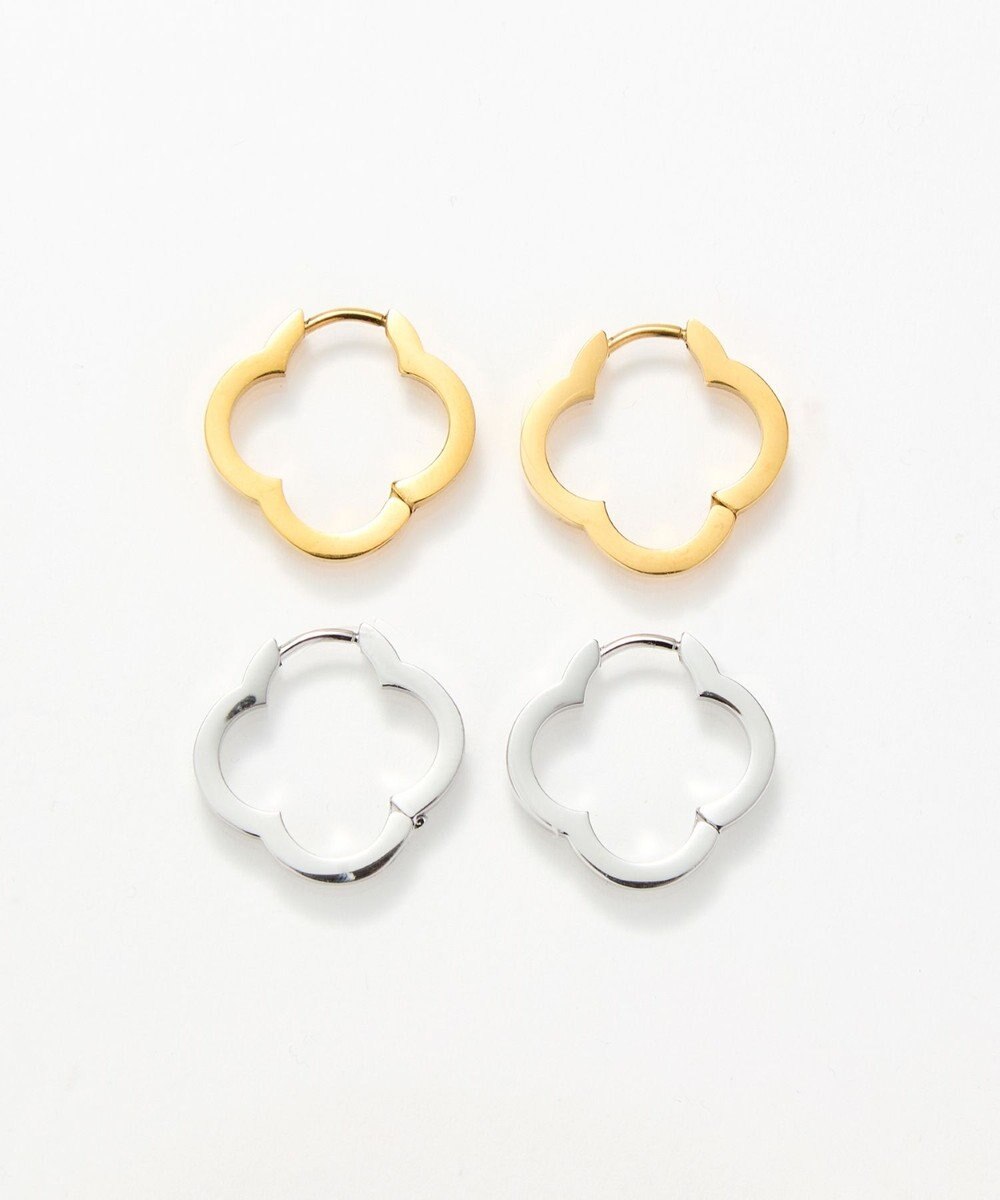 Phoebe 【金属アレルギー対応】フラワーワンタッチフープピアス　ゴールド/サージカルステンレス 