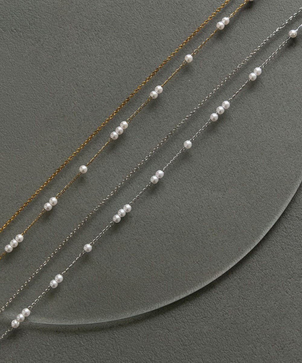 Phoebe 〈金属アレルギー対応〉レイヤードステーションパールネックレス　シルバー　ステンレス 