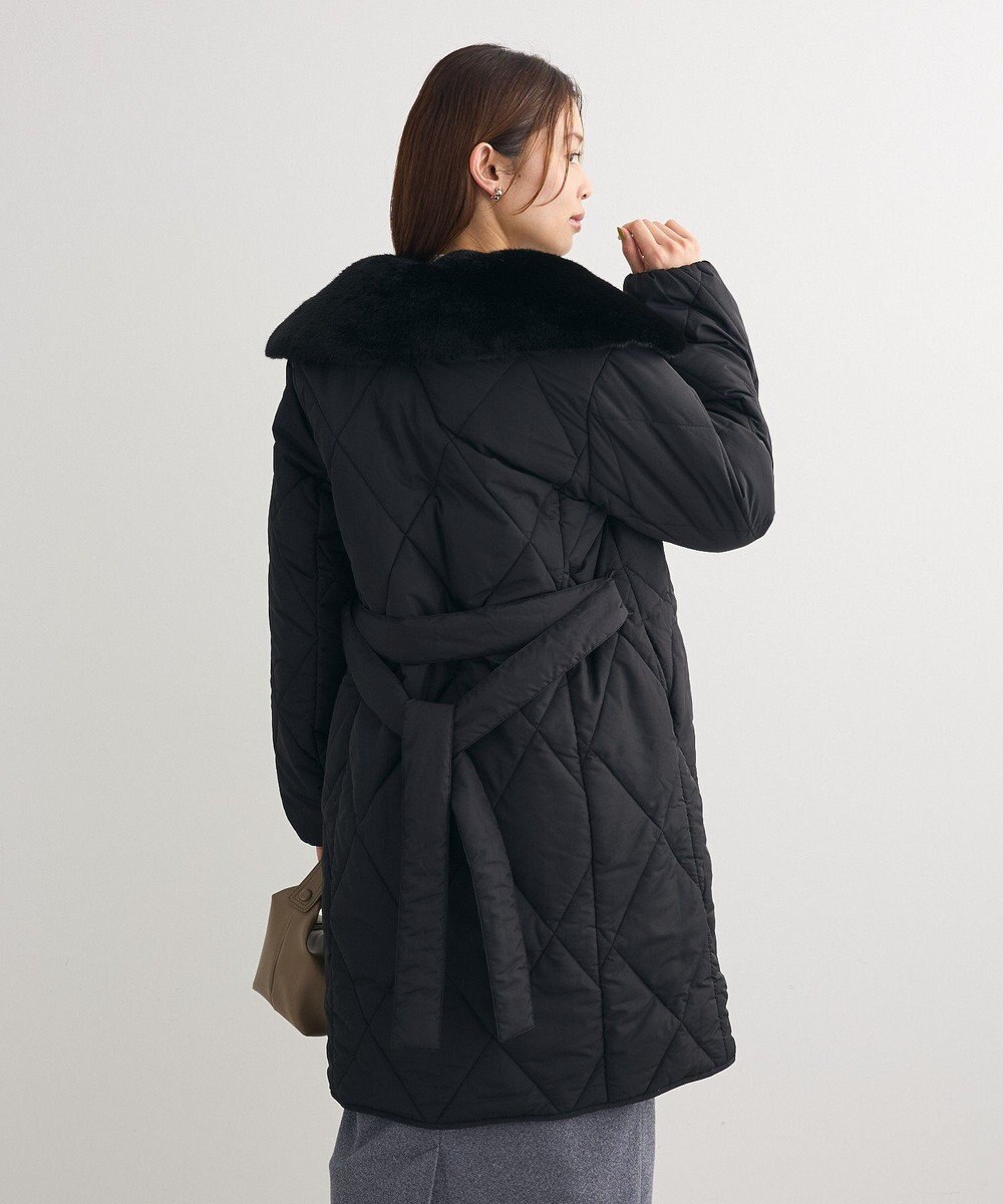 Green Parks ファー衿ダイヤキルト中綿コート 