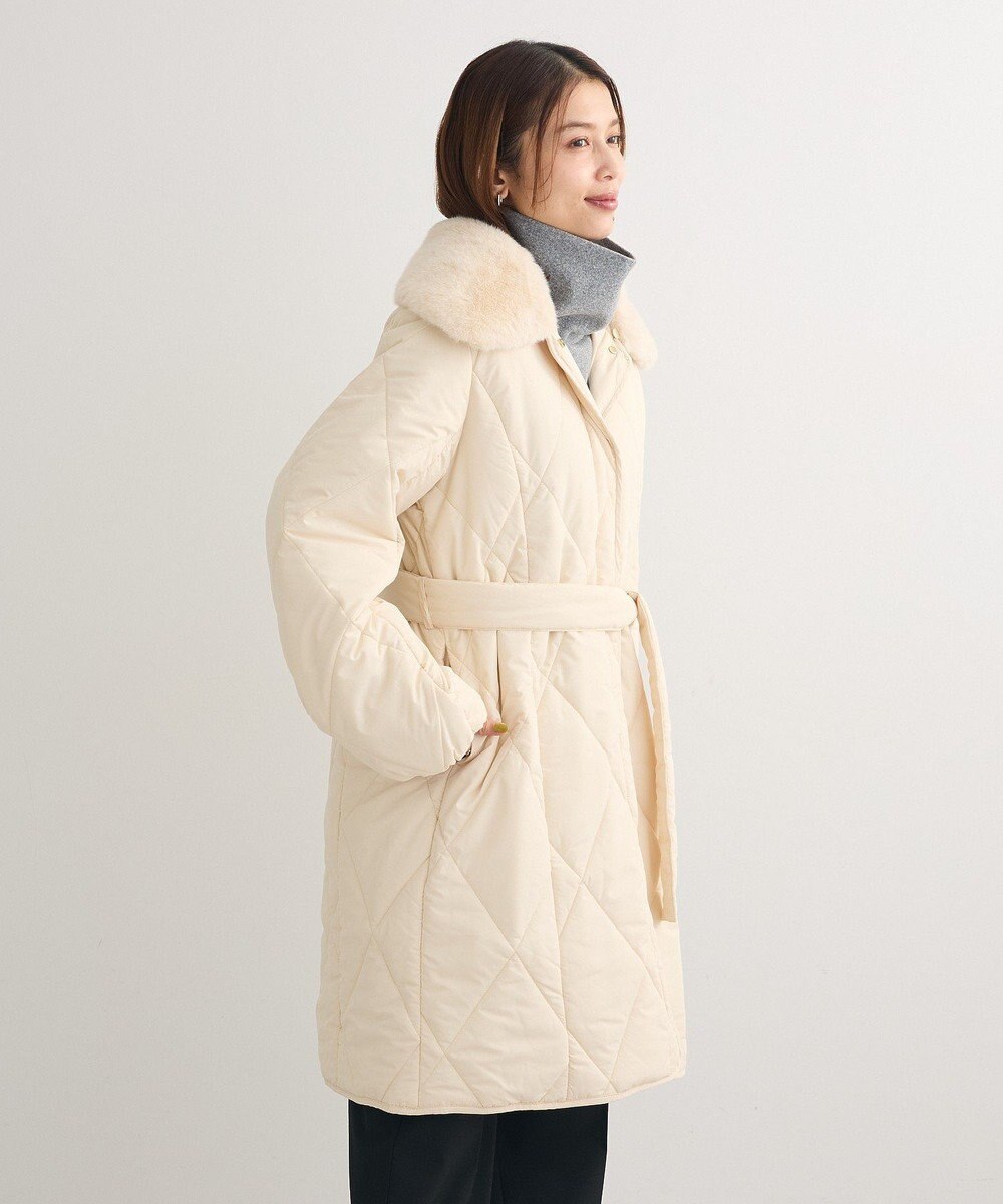 Green Parks ファー衿ダイヤキルト中綿コート 