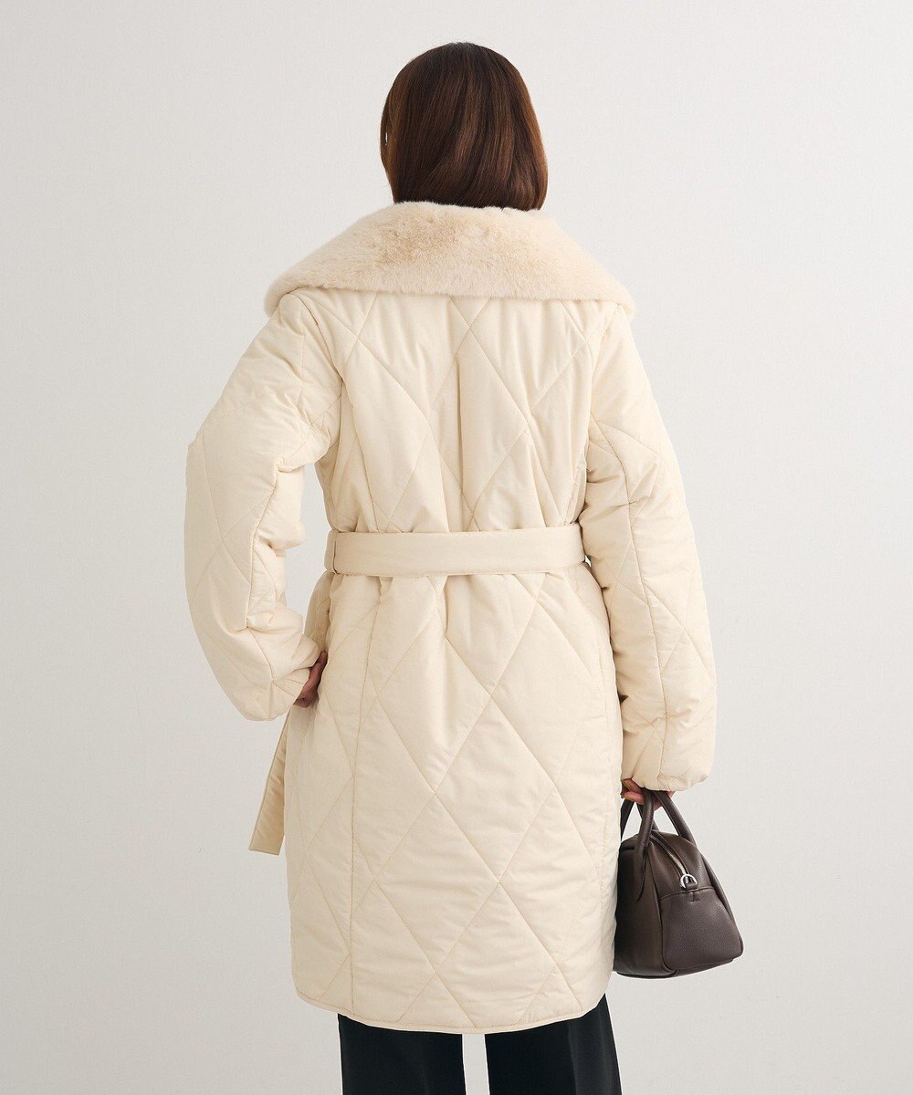 Green Parks ファー衿ダイヤキルト中綿コート 