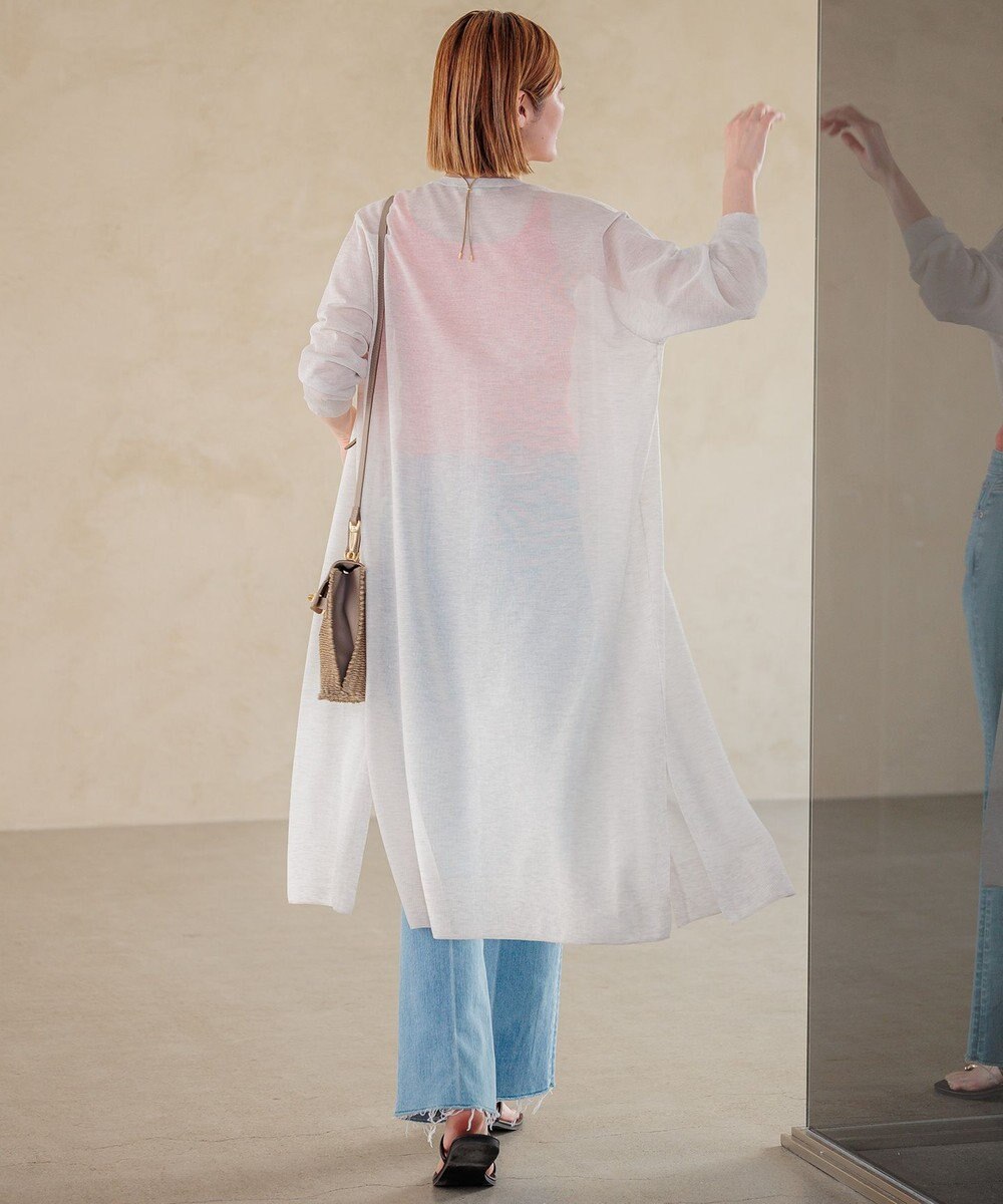 23区 L 【洗える】シャイニーシアー ニット ロングカーディガン 