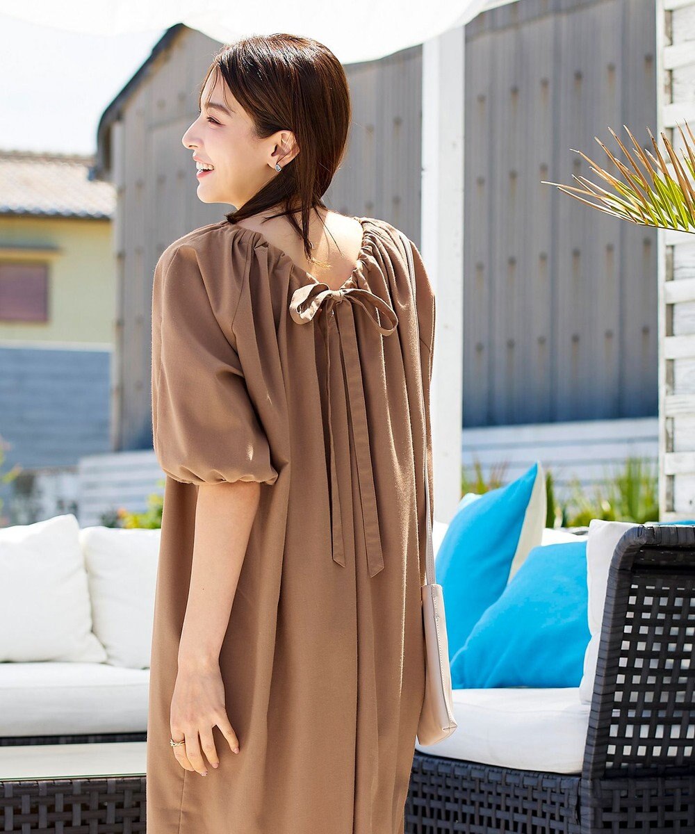 Tiaclasse 【洗える】後ろリボンバルーンスリーブワンピース 