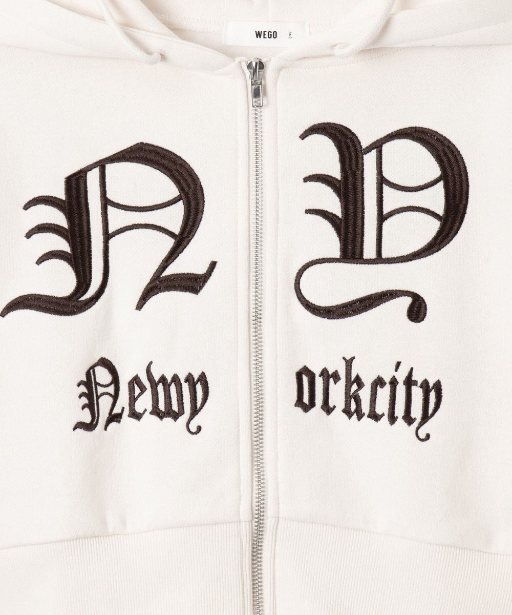 WEGO グラフィック裏起毛ショートZIPパーカー 