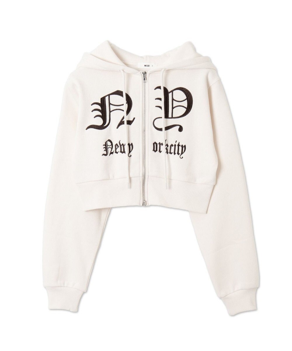 WEGO グラフィック裏起毛ショートZIPパーカー 