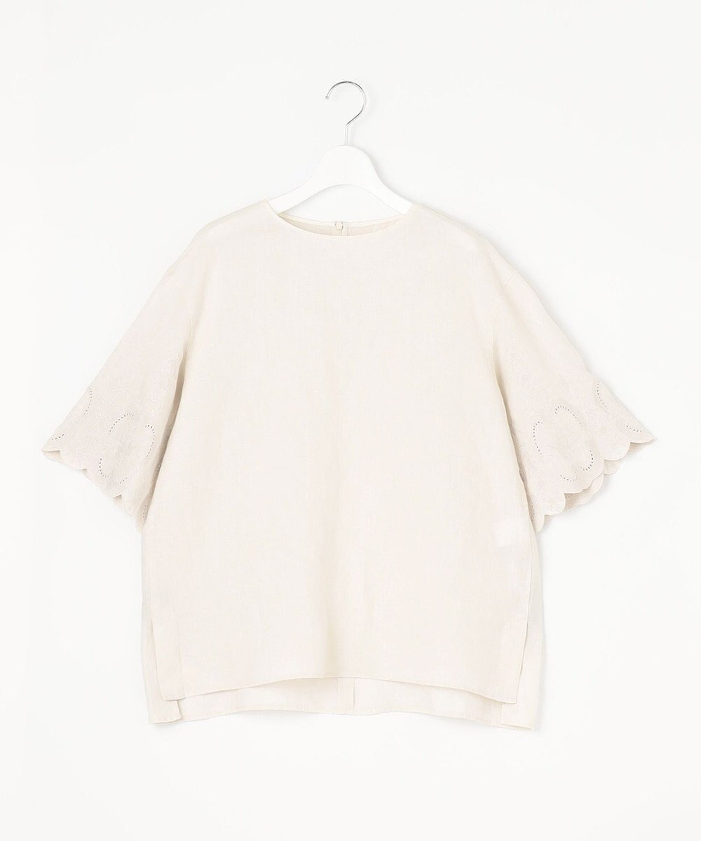 自由区 【XSサイズ～/洗える/セット可】エンブロイダリーリネンフレア袖 ブラウス 