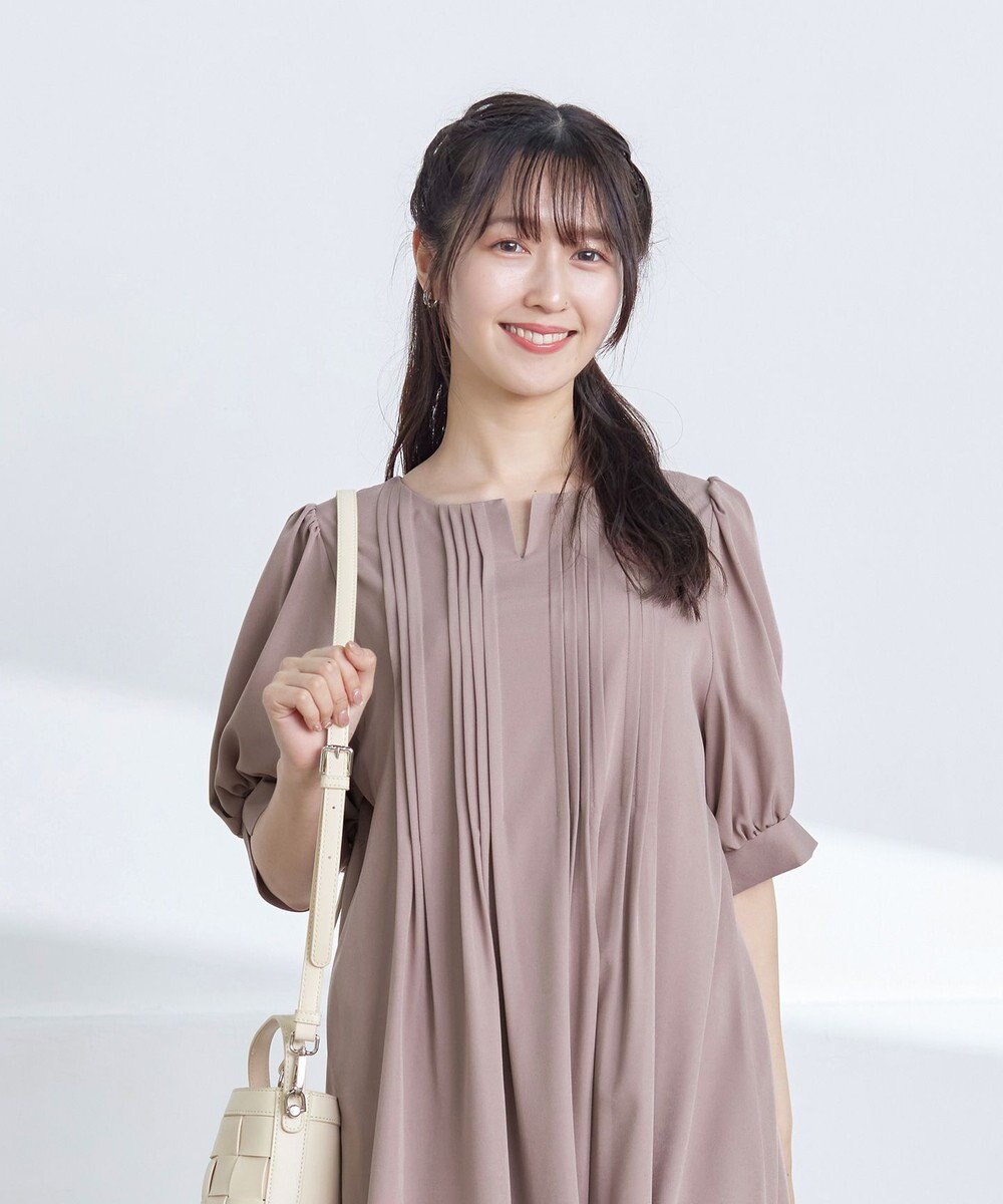 Tiaclasse 【洗える】ボリュームパフスリーブピンタックワンピース 