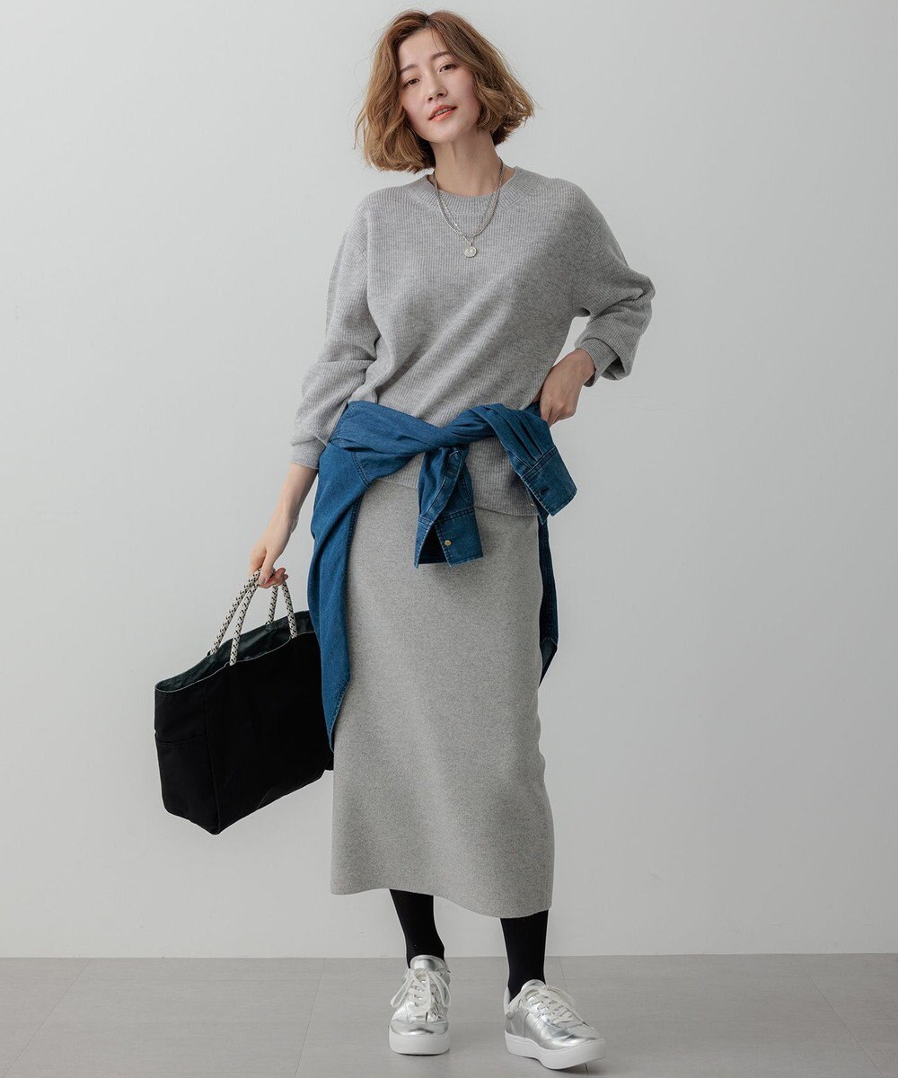 23区 L 【洗える】ウールカシミヤ クルーネック ニット 