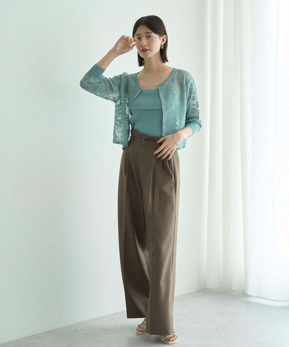 YECCA VECCA 【UVカット/接触冷感/洗える】ベルト付きイージーケアワイドパンツ 