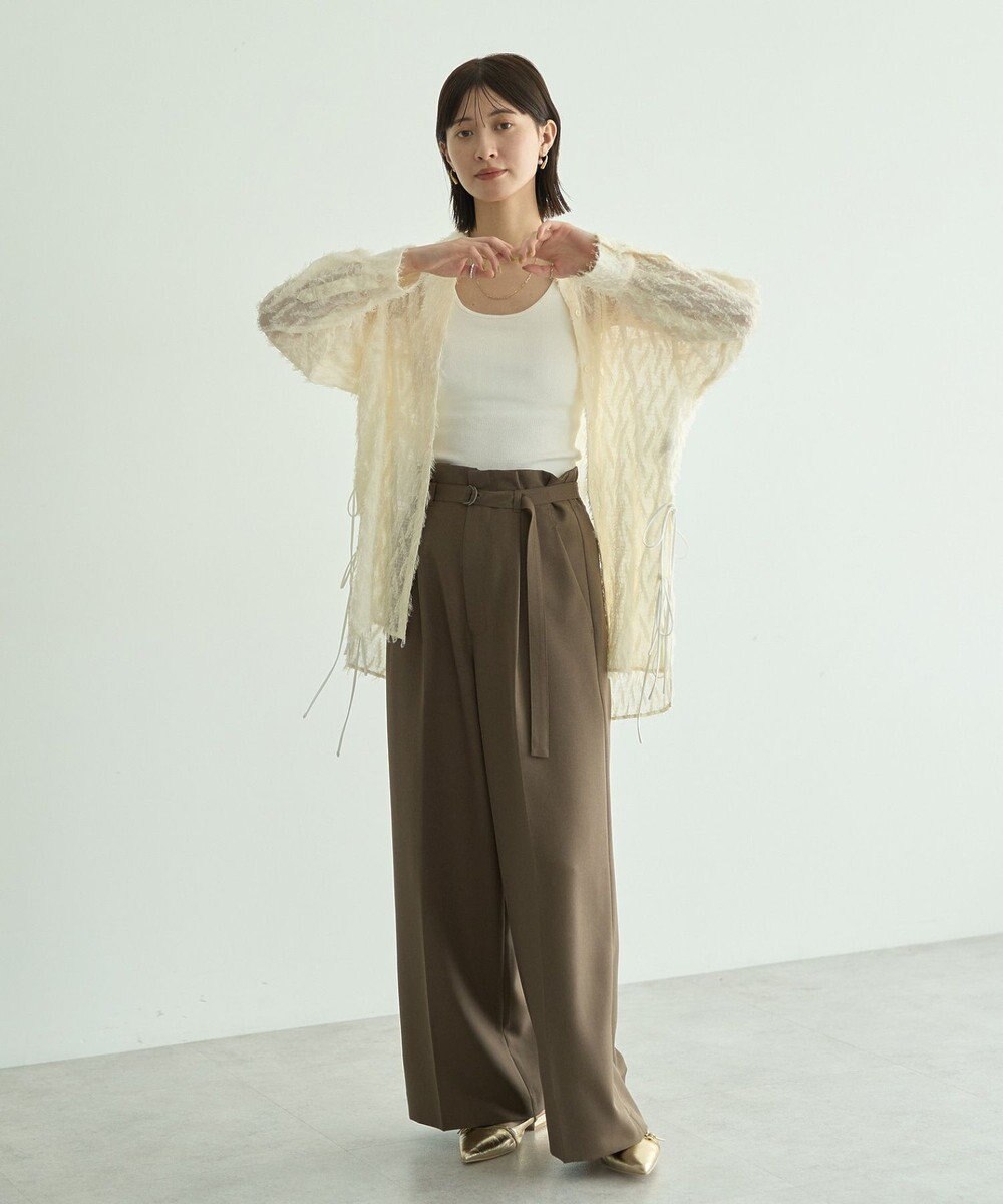 YECCA VECCA 【UVカット/接触冷感/洗える】ベルト付きイージーケアワイドパンツ 